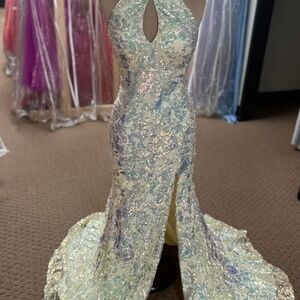 Size 10 Jovani blue & gold sequin dress
